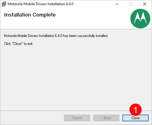 Motorola USB Driver Setup Close